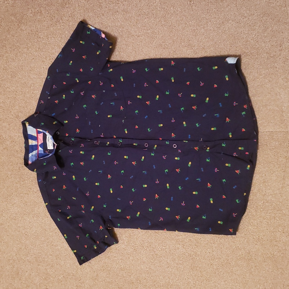 Eighth Avenue Men's Tropical Print Buttoned Down Shirt